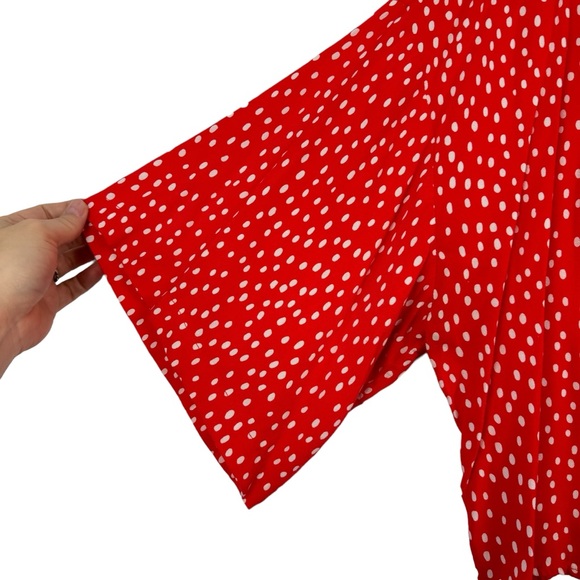 ELOQUII Red Polka Dot Button Down Front Tie Crop Shirt Plus Size 22 Pin-Up Retro - Picture 4 of 11
